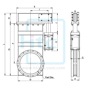 Pneumatic-HV Gate Valve (B Type) (Cylinder side mounting) 